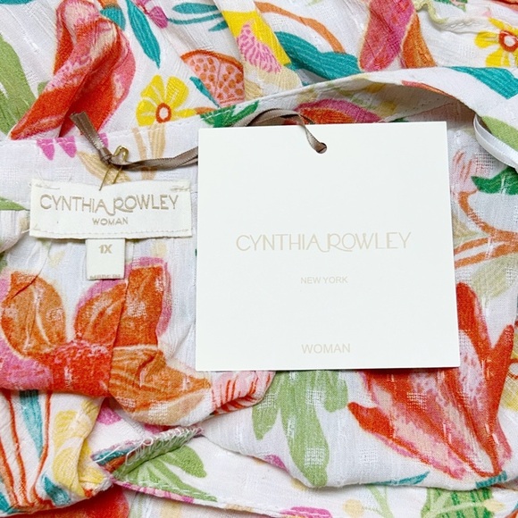 Cynthia Rowley Tropical Print 100% Rayon Blouse Top Size 1X NWT - Picture 2 of 7